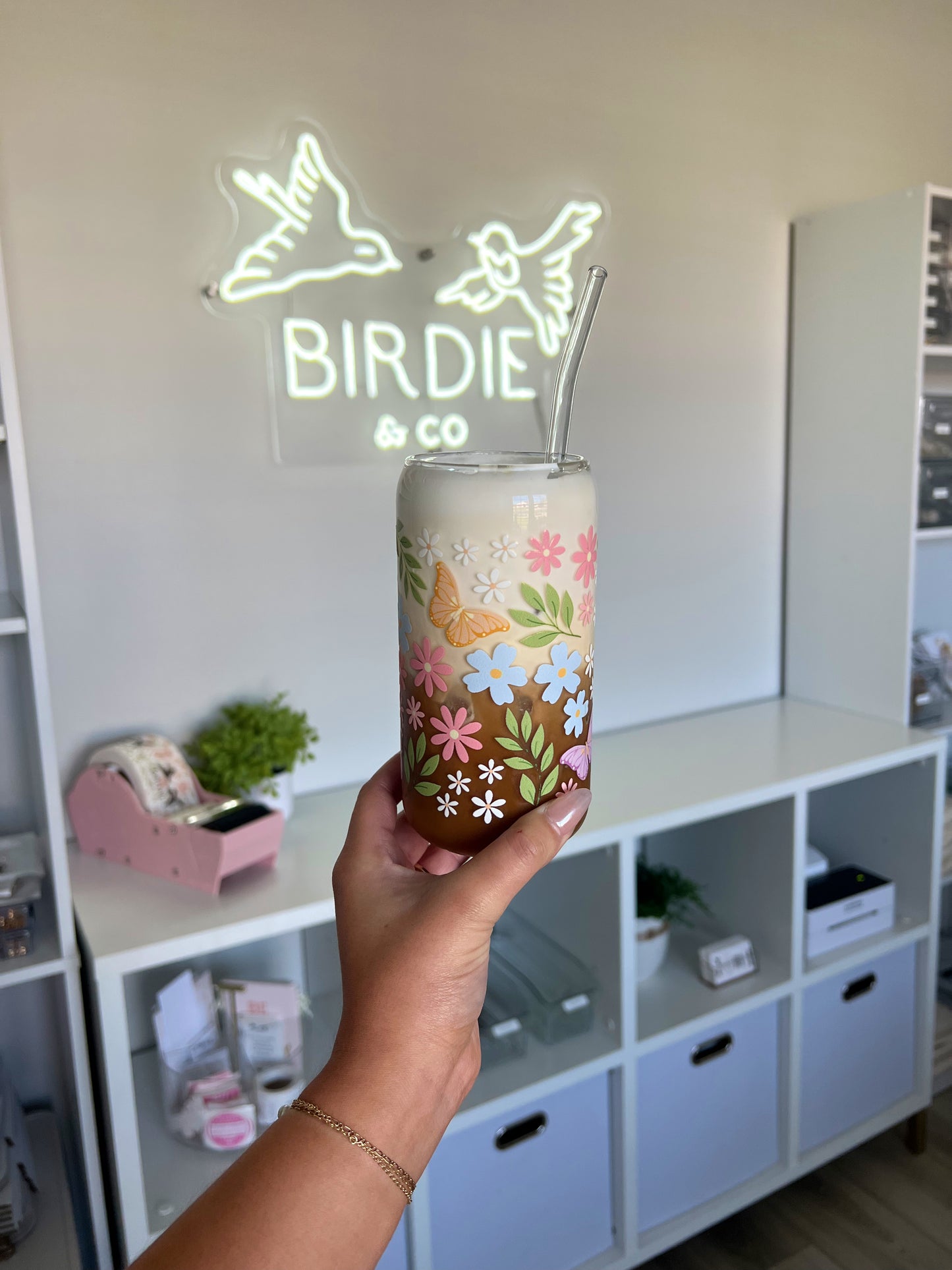 Spring Garden Iced Coffee Glass