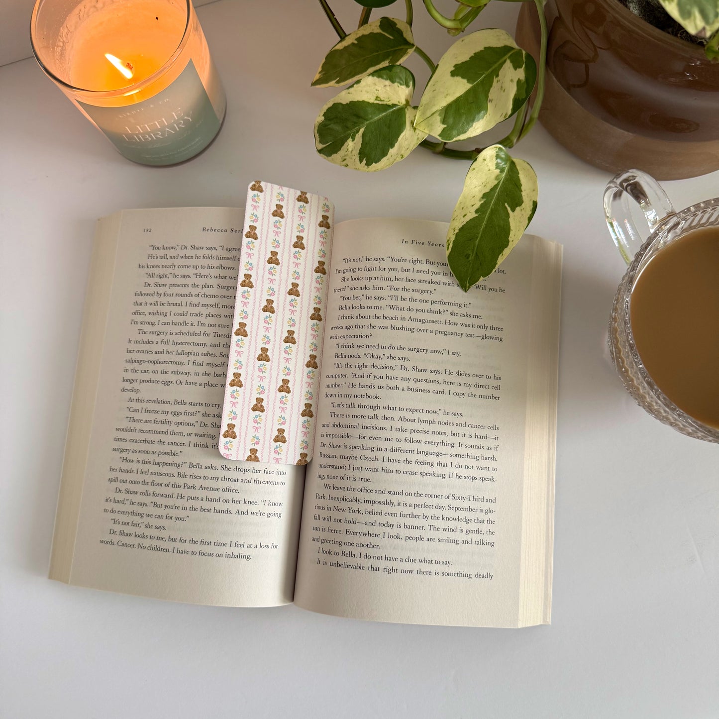 Coquette Bears and Flowers Double-Sided Bookmark