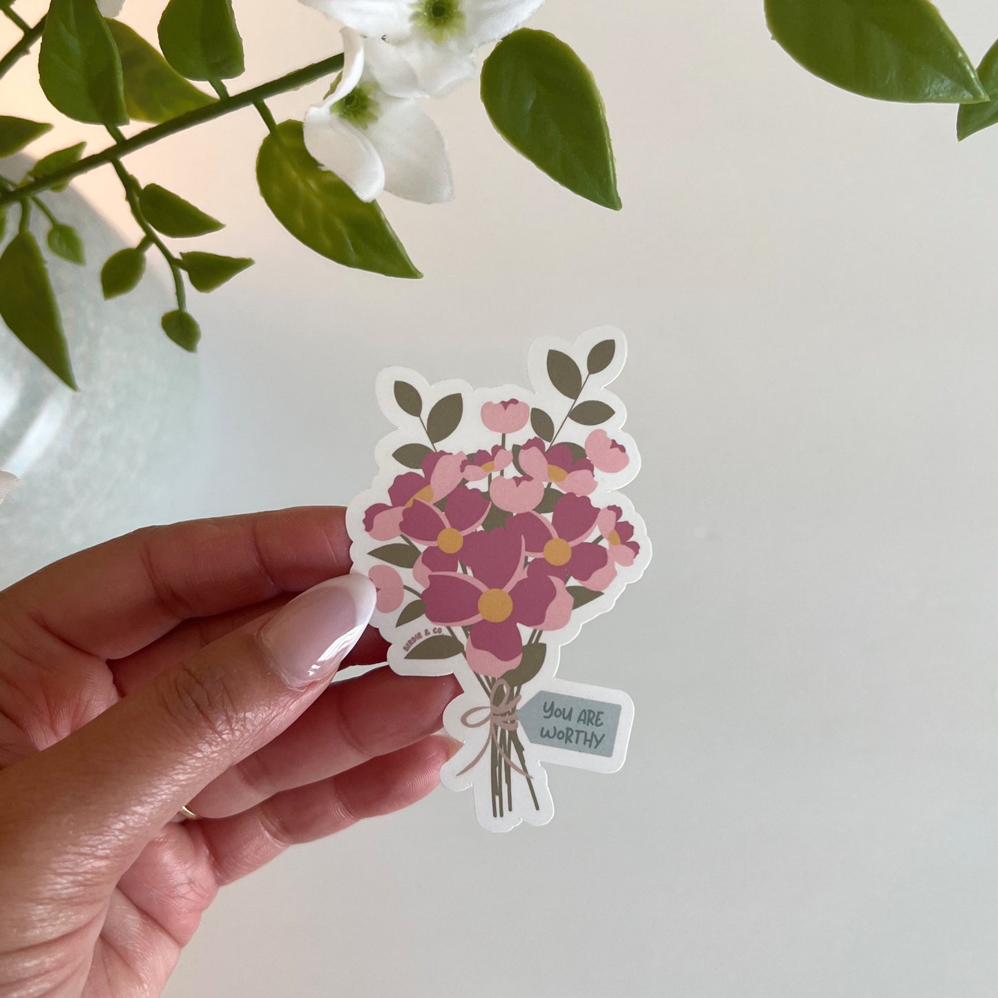 You are Worthy Flower Bouquet Sticker
