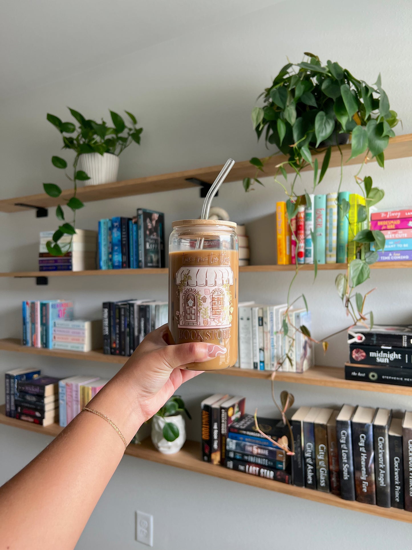 Take me to the Bookstore Iced Coffee Glass