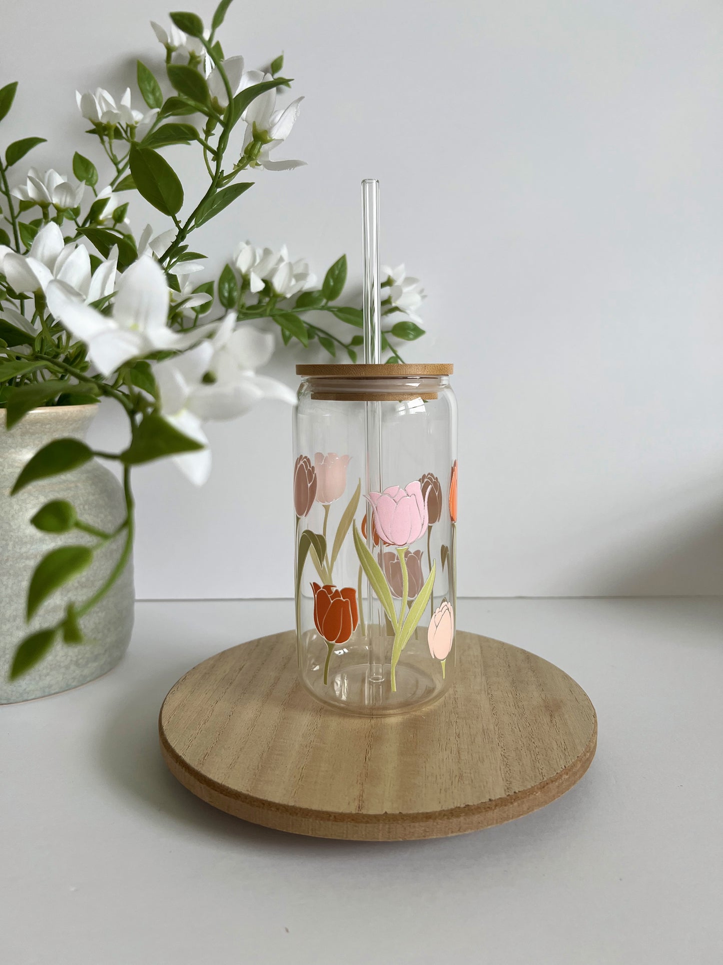Tulip Flower Iced Coffee Glass