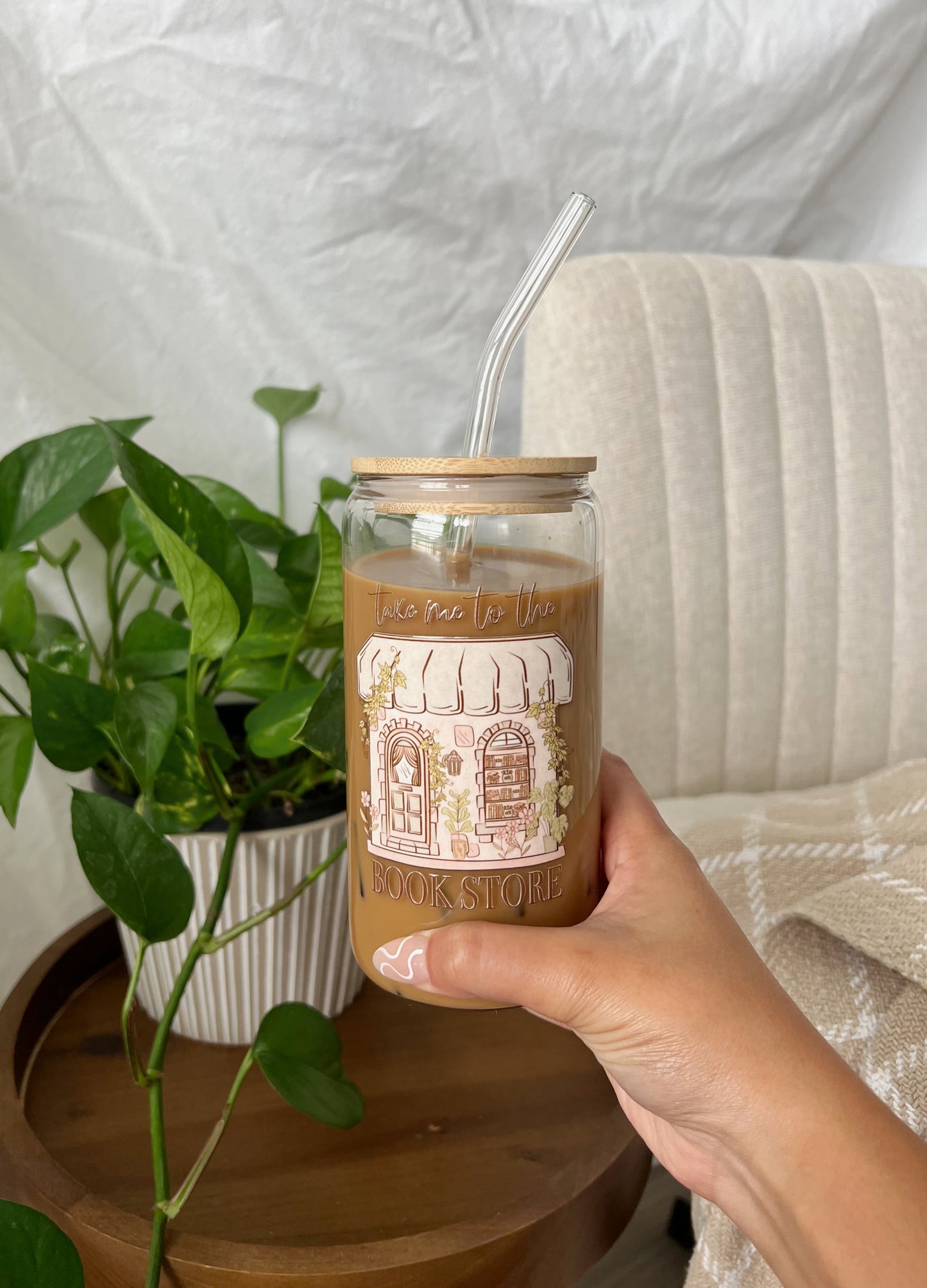 Take me to the Bookstore Iced Coffee Glass