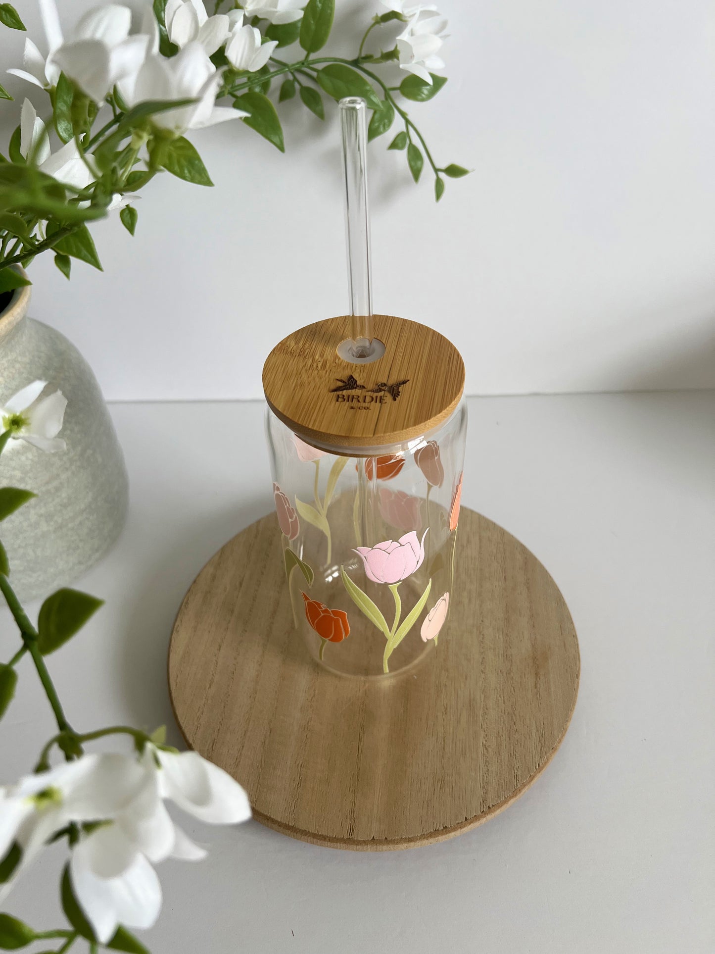 Tulip Flower Iced Coffee Glass