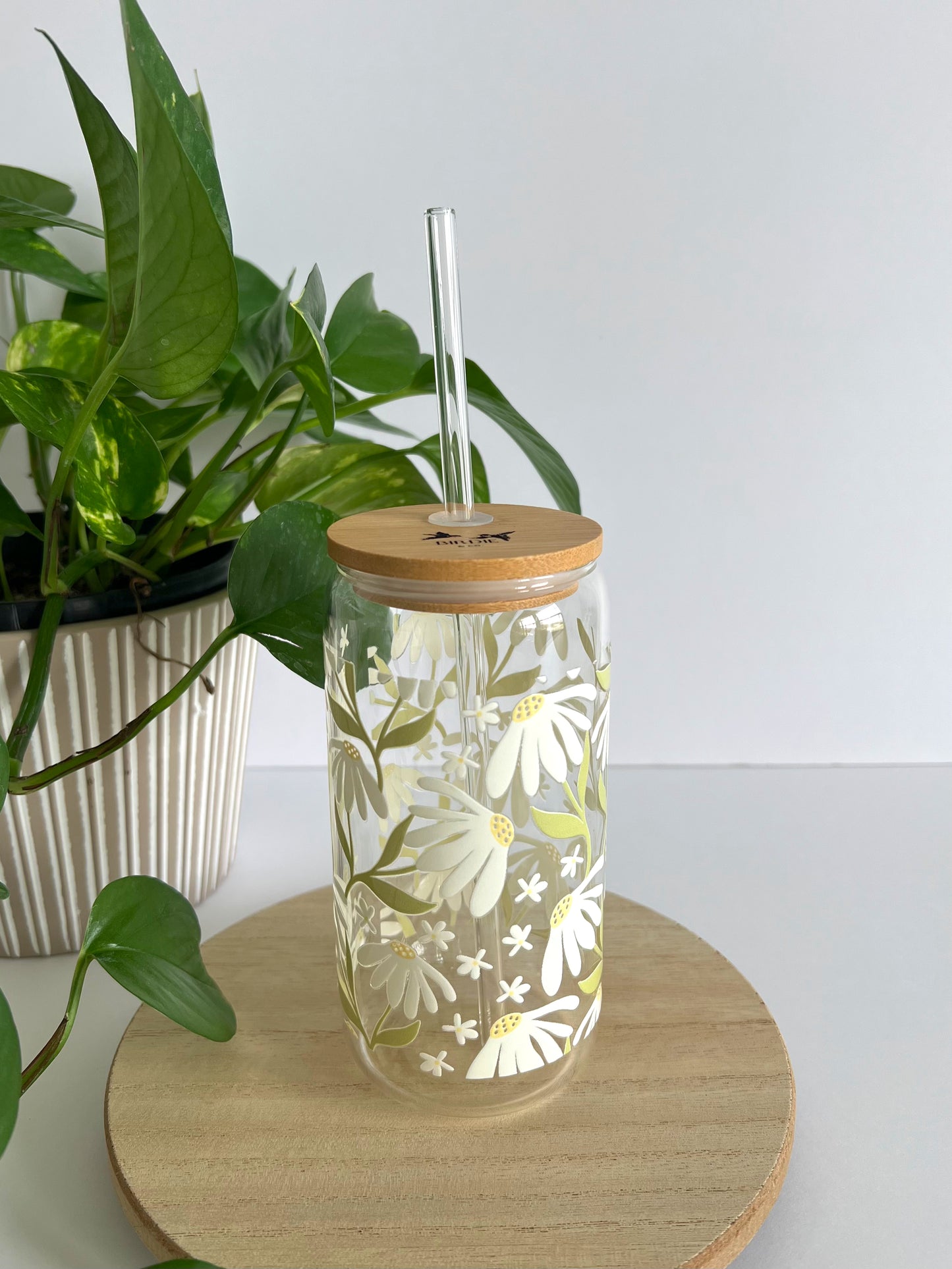 Floral Iced Coffee Glass