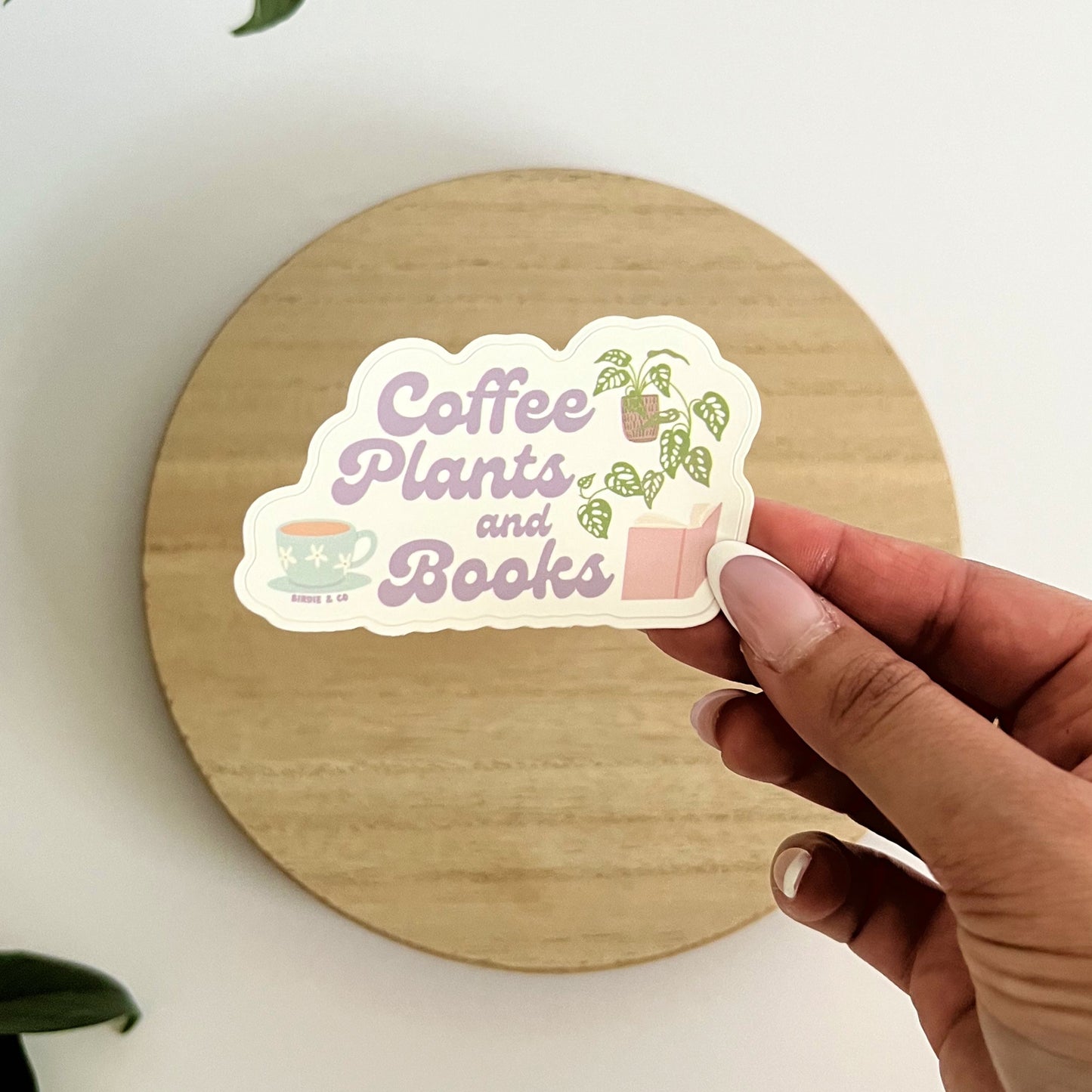 Coffee, Plants and Books Sticker