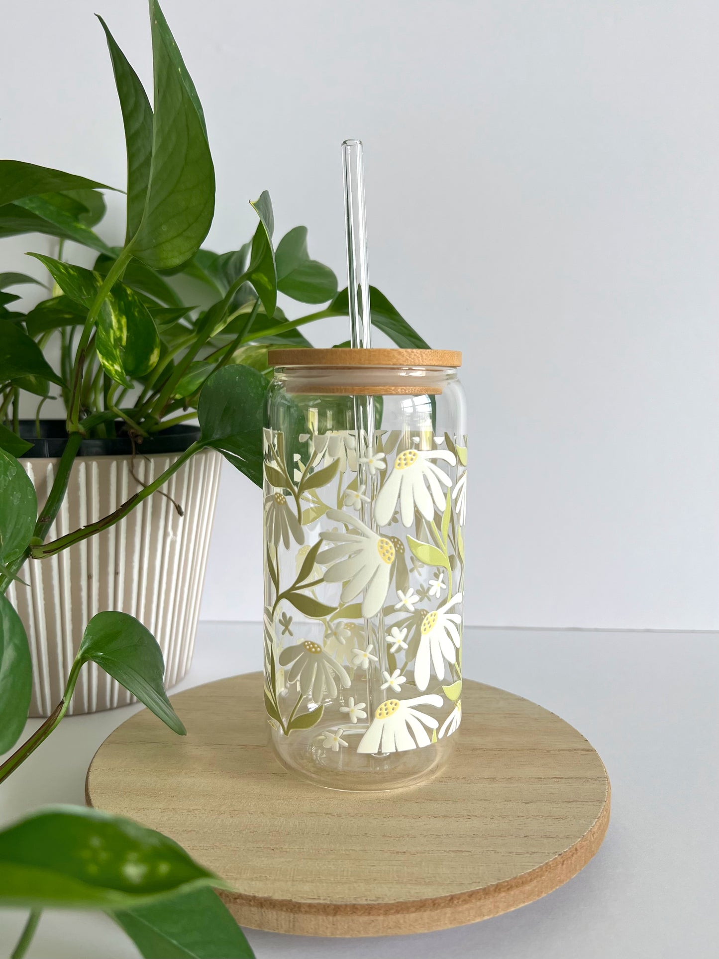 Floral Iced Coffee Glass