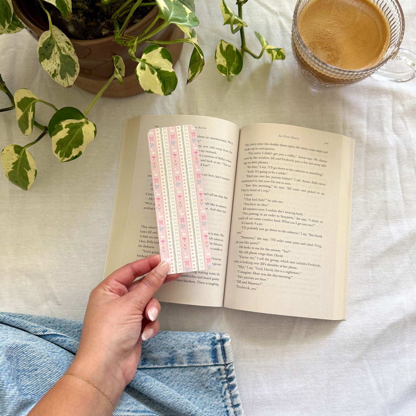 Goose & Flowers Double-Sided Bookmark