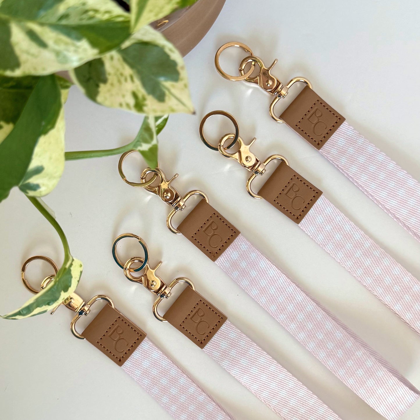 Pink Gingham Wristlet Keychain