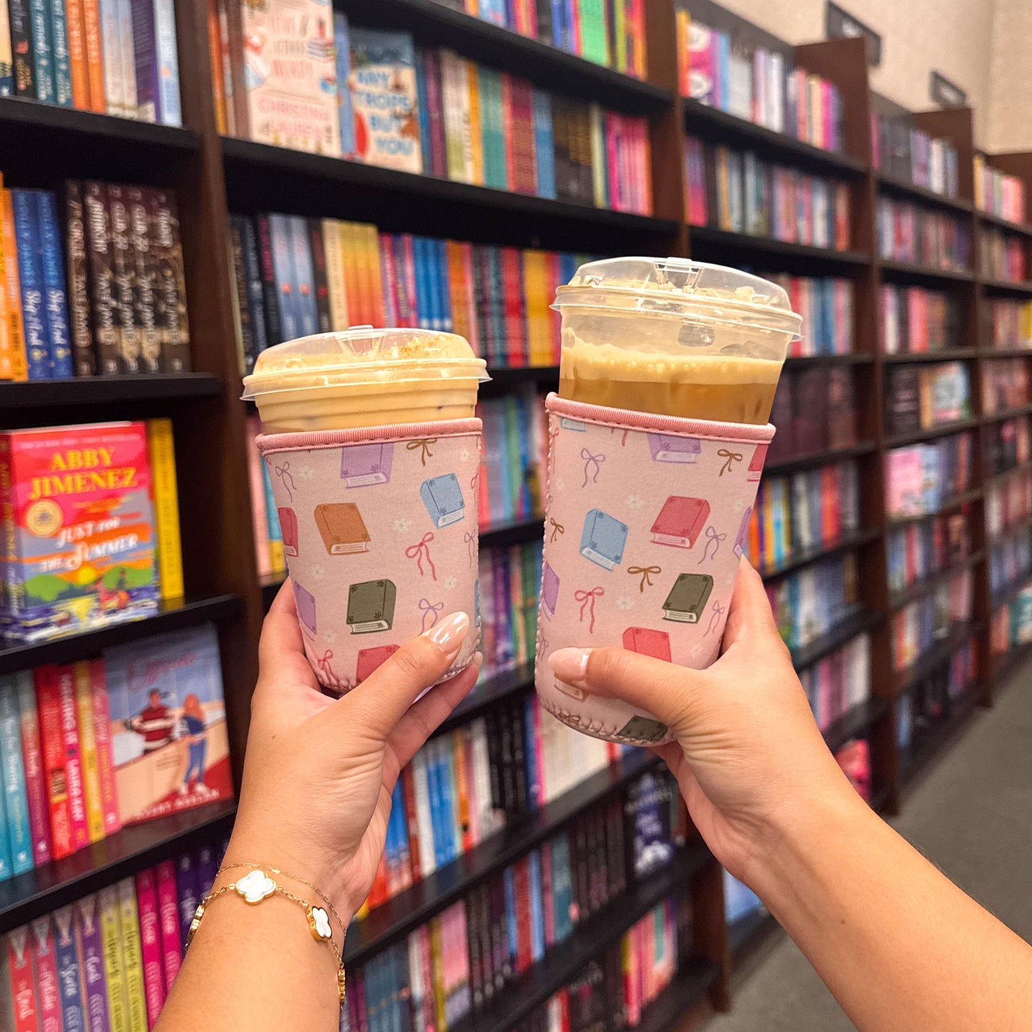 Pastel Book Lover Iced Coffee Sleeve – Reusable Cup Holder for Bookworms & Coffee Lovers