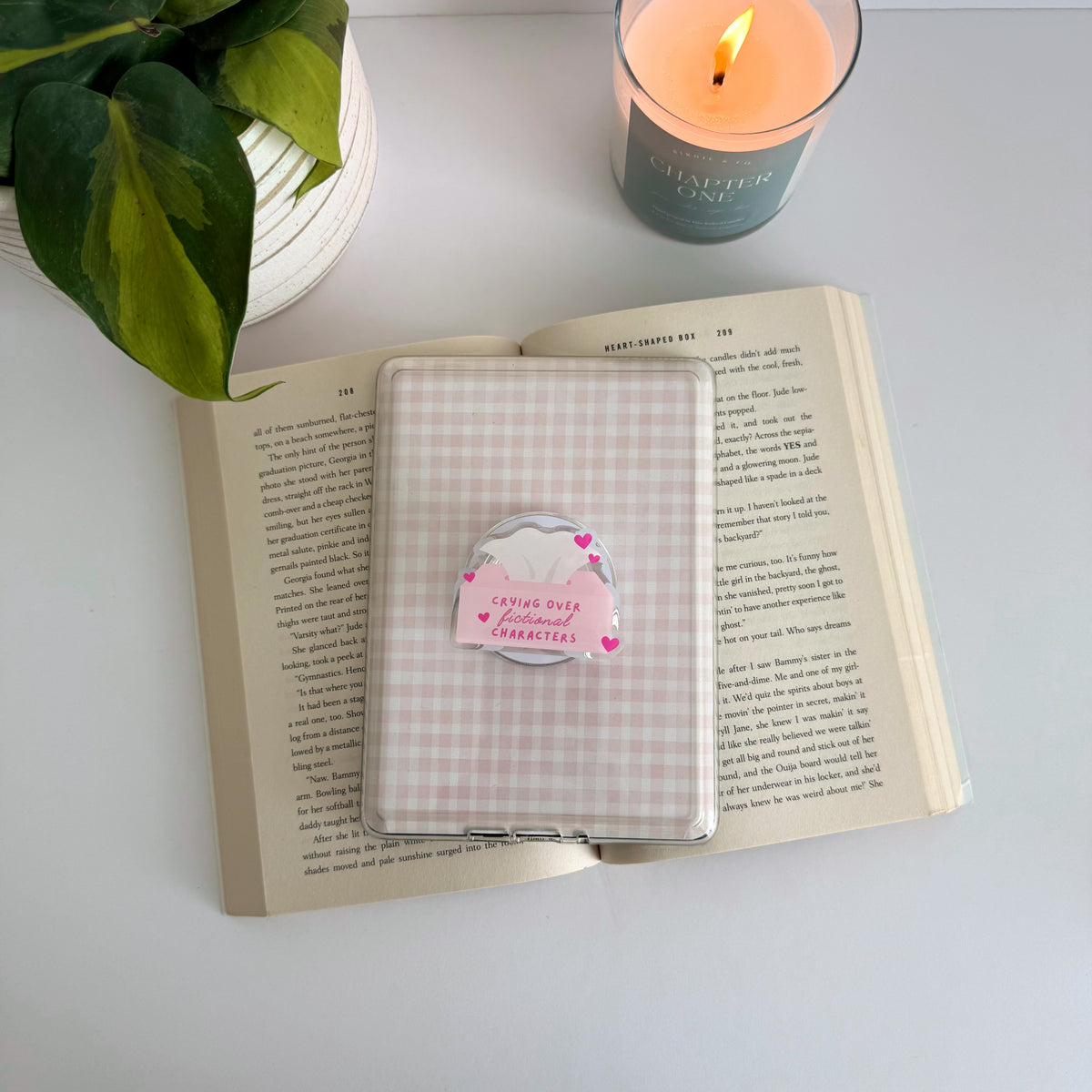 Crying Over Fictional Characters Kindle Grip, E-reader Magnetic Holder