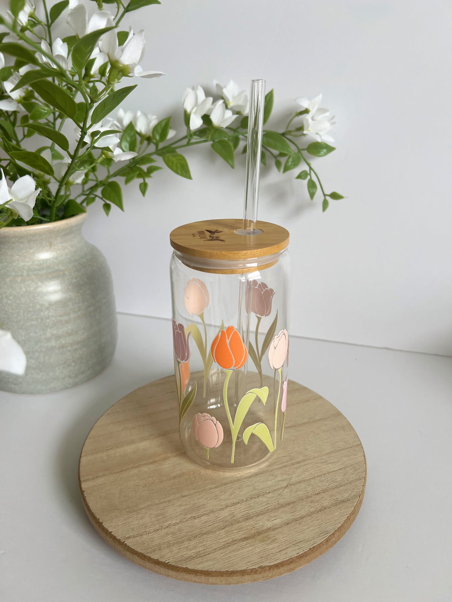 Tulip Flower Iced Coffee Glass