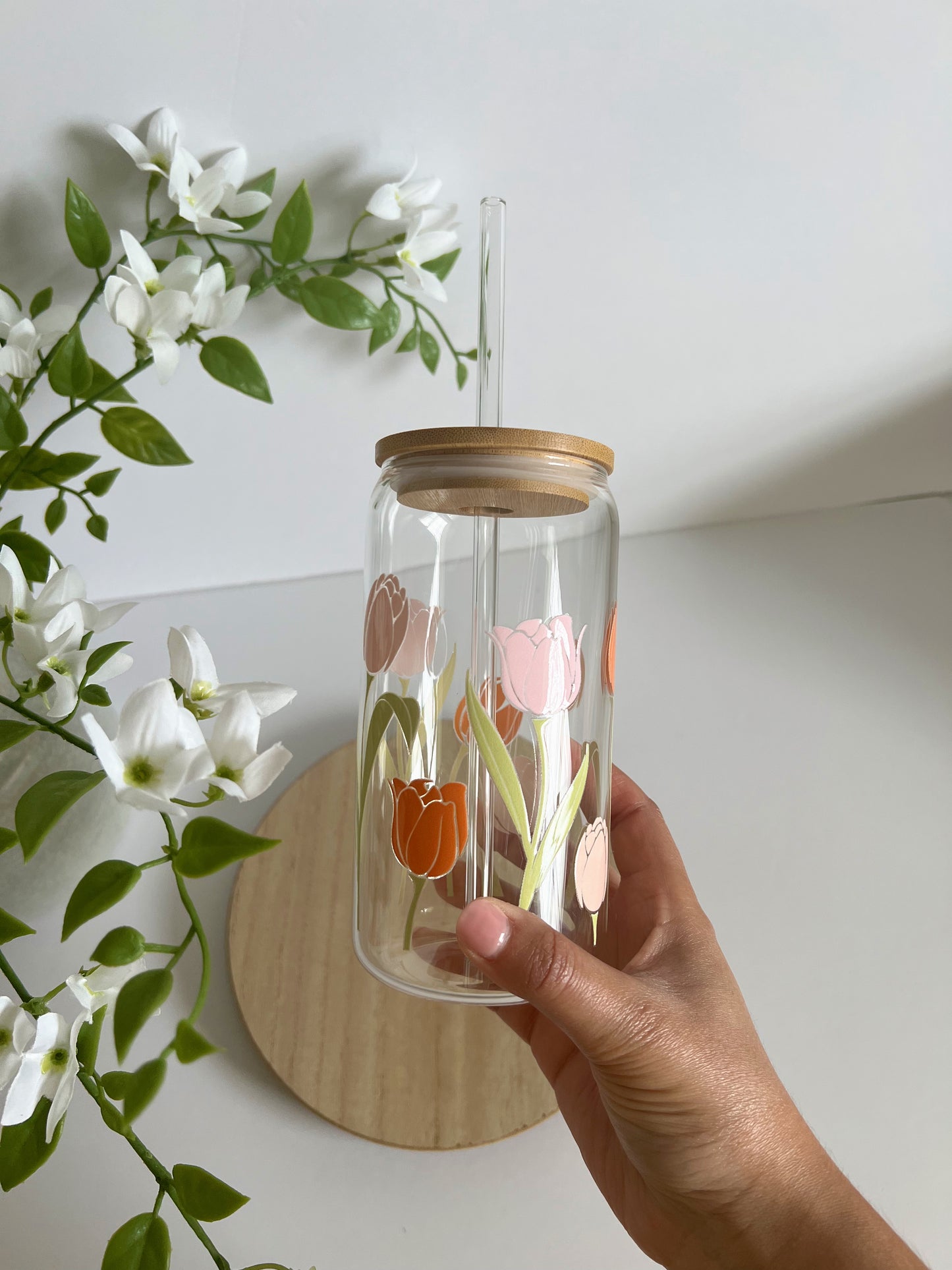 Tulip Flower Iced Coffee Glass