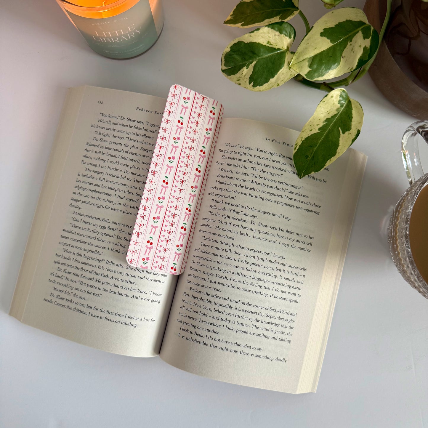 Cherry and Bows Double-Sided Bookmark