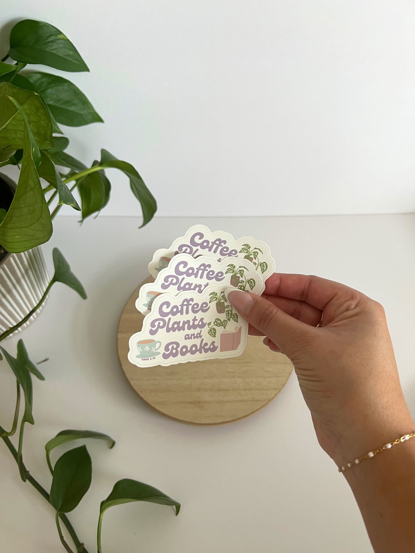 Coffee, Plants and Books Sticker