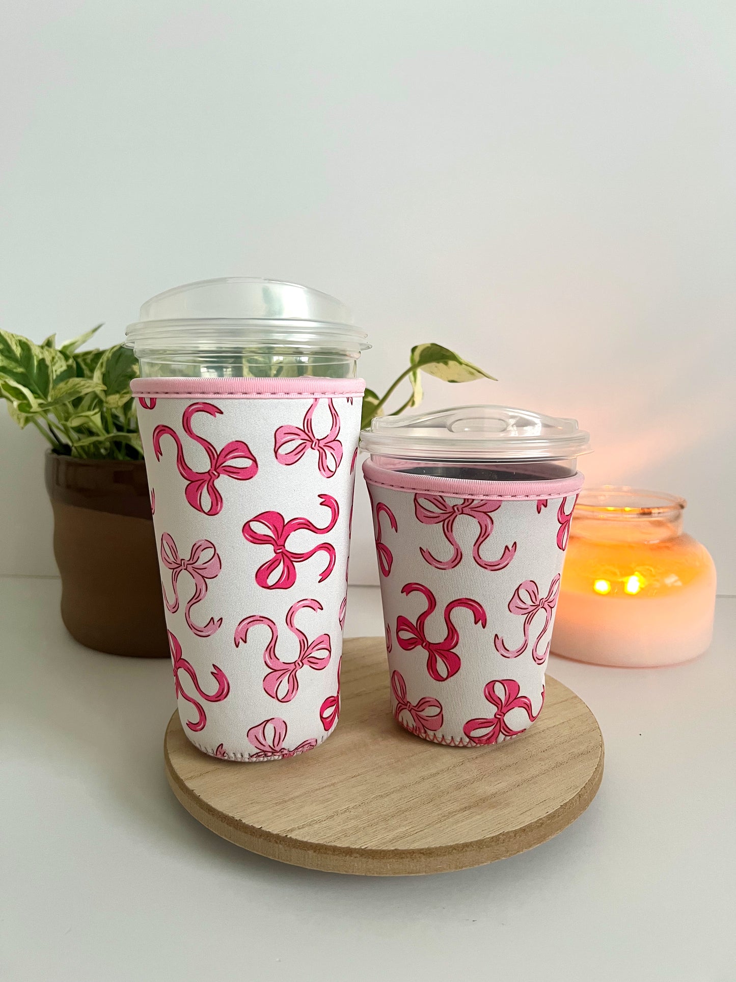 Light Pink Bow Iced Coffee Sleeve