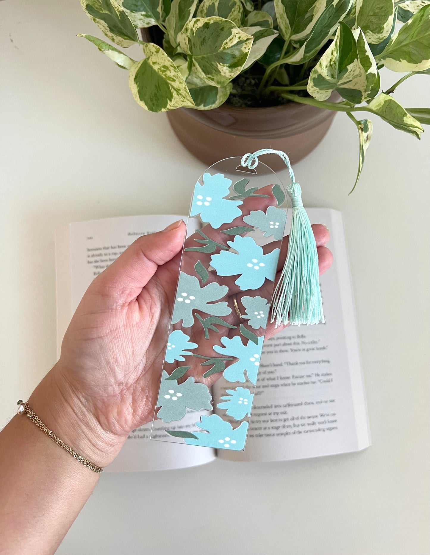Blue Floral Bookmark