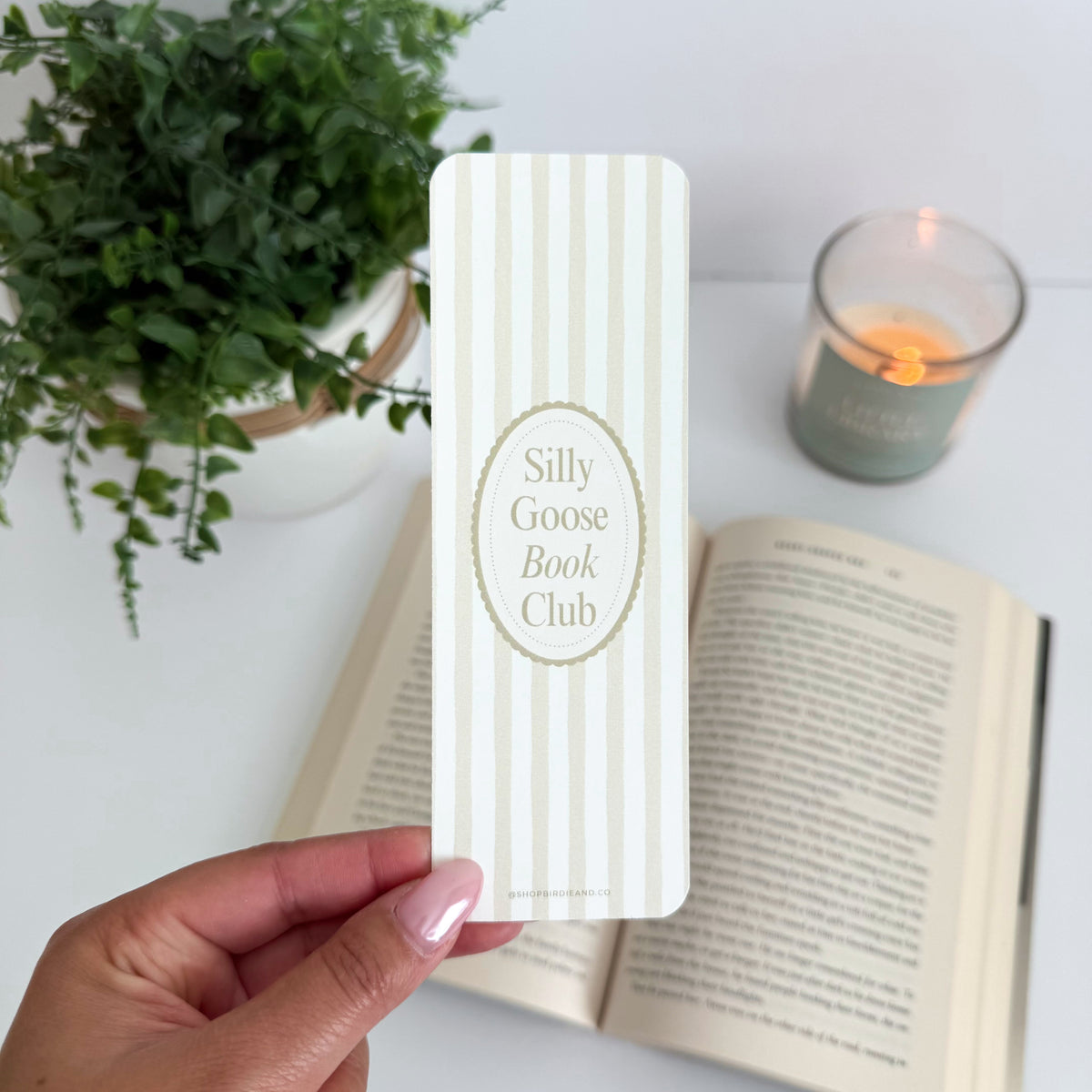 Green Goose Floral Double-Sided Bookmark