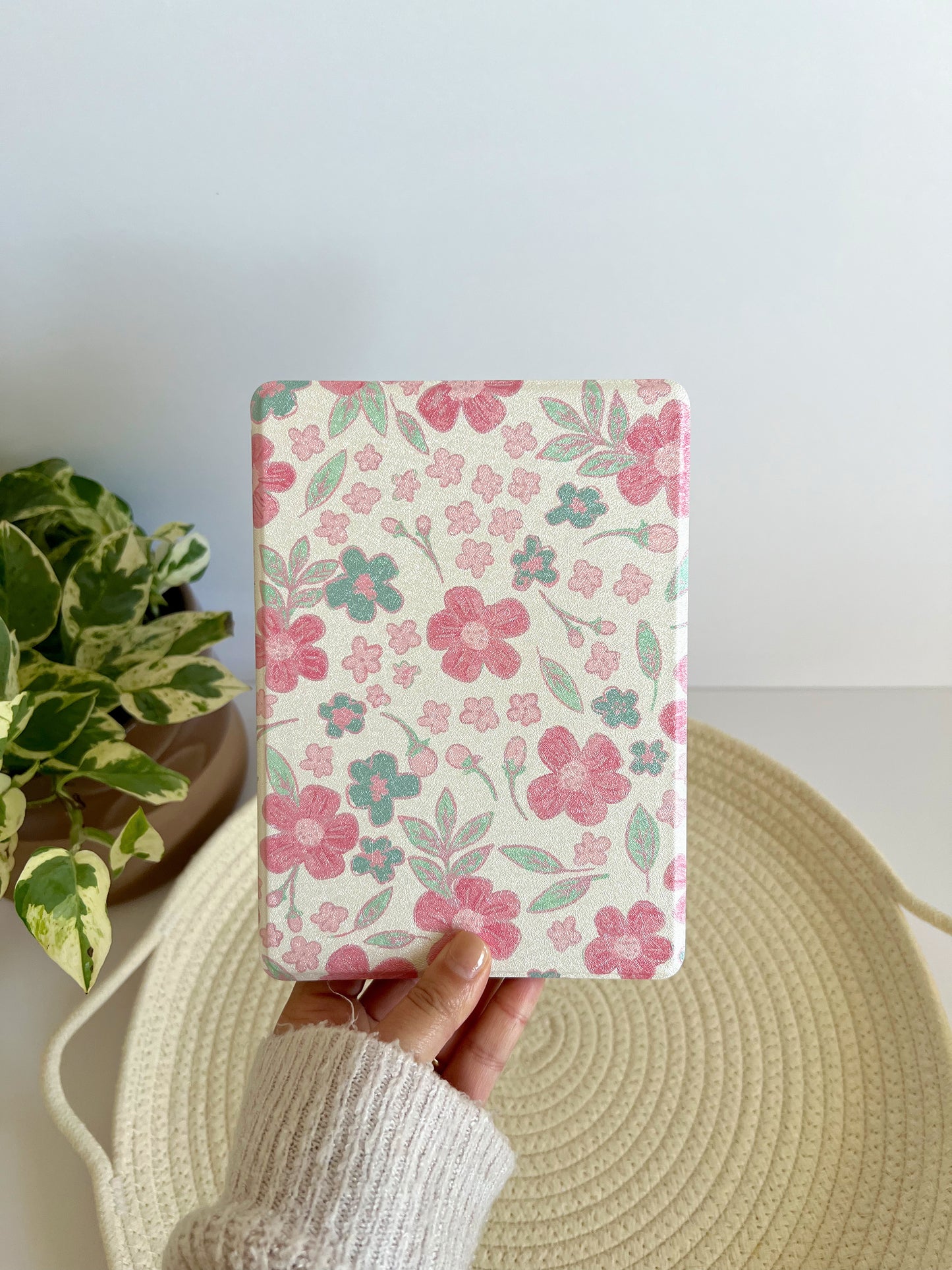 Pink and Green Floral Kindle Case
