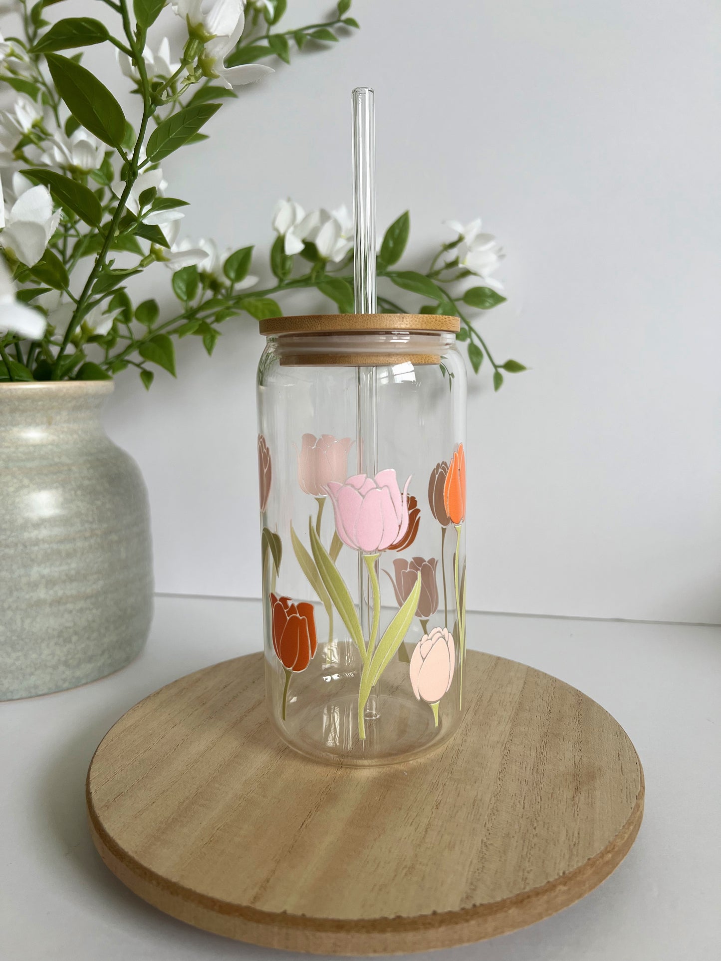 Tulip Flower Iced Coffee Glass