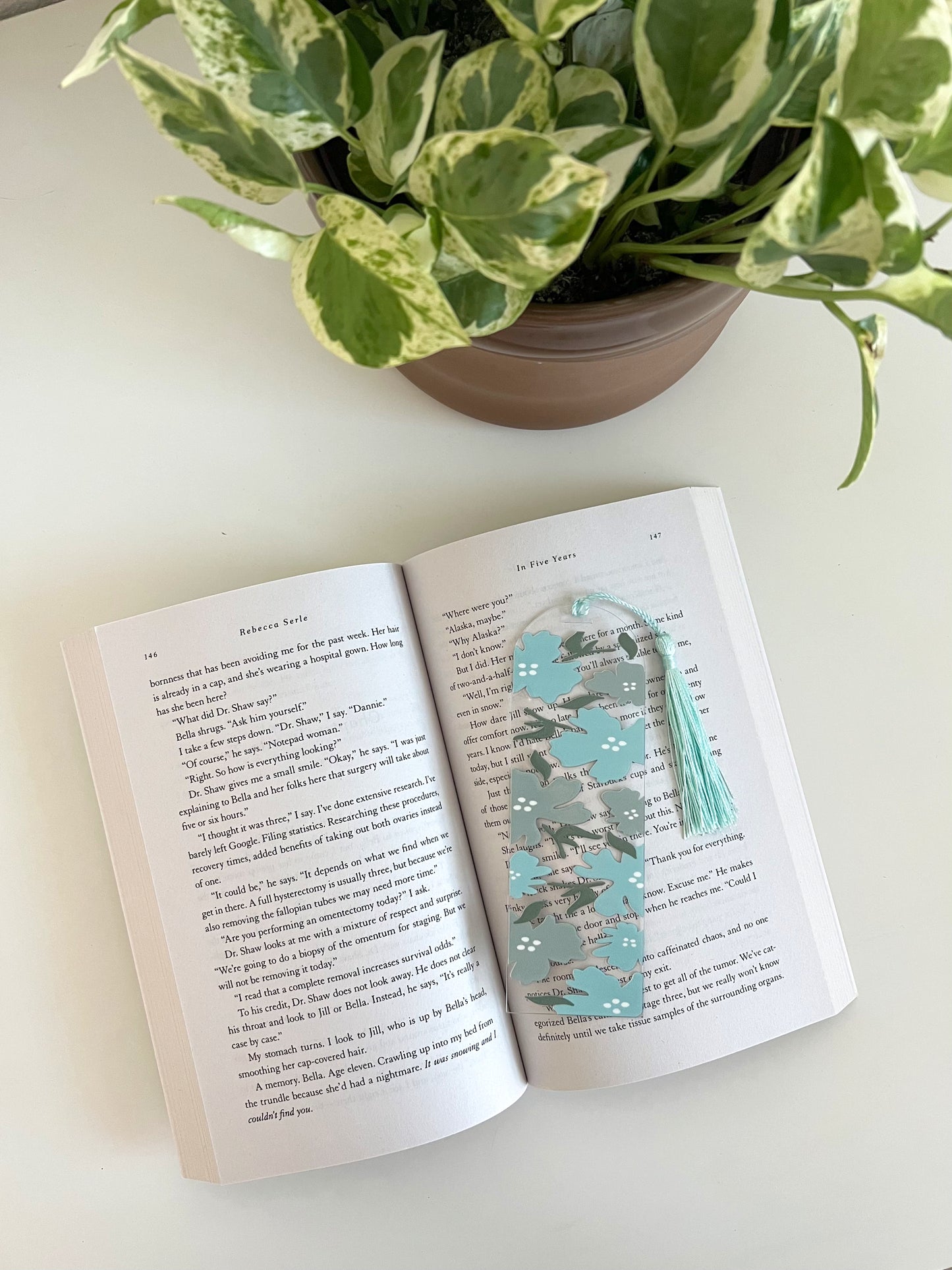Blue Floral Bookmark