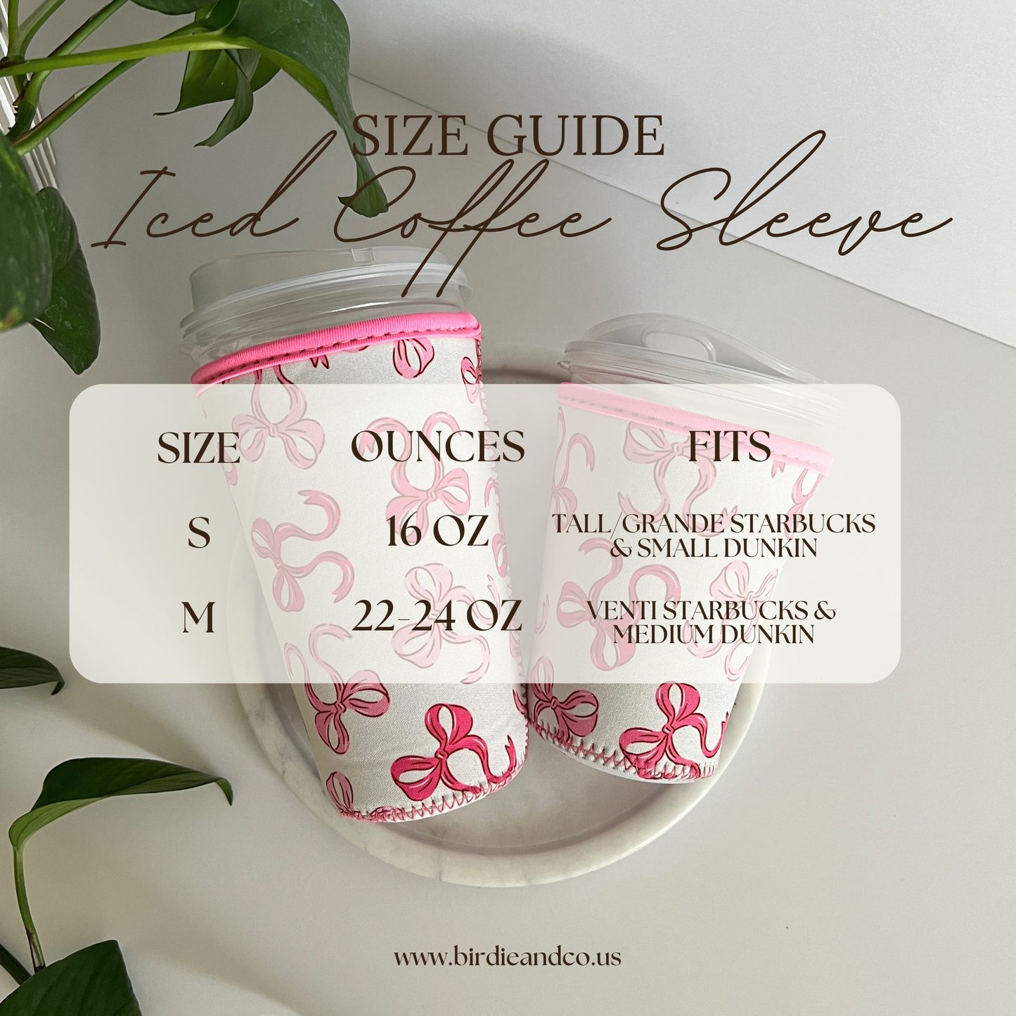 Light Pink Bow Iced Coffee Sleeve