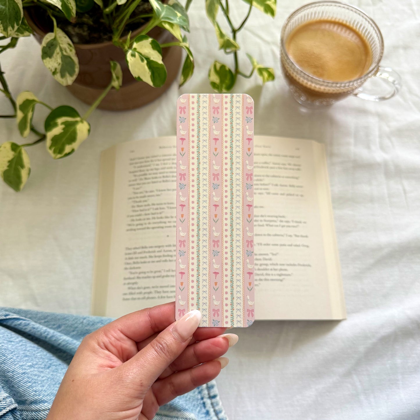 Goose & Flowers Double-Sided Bookmark