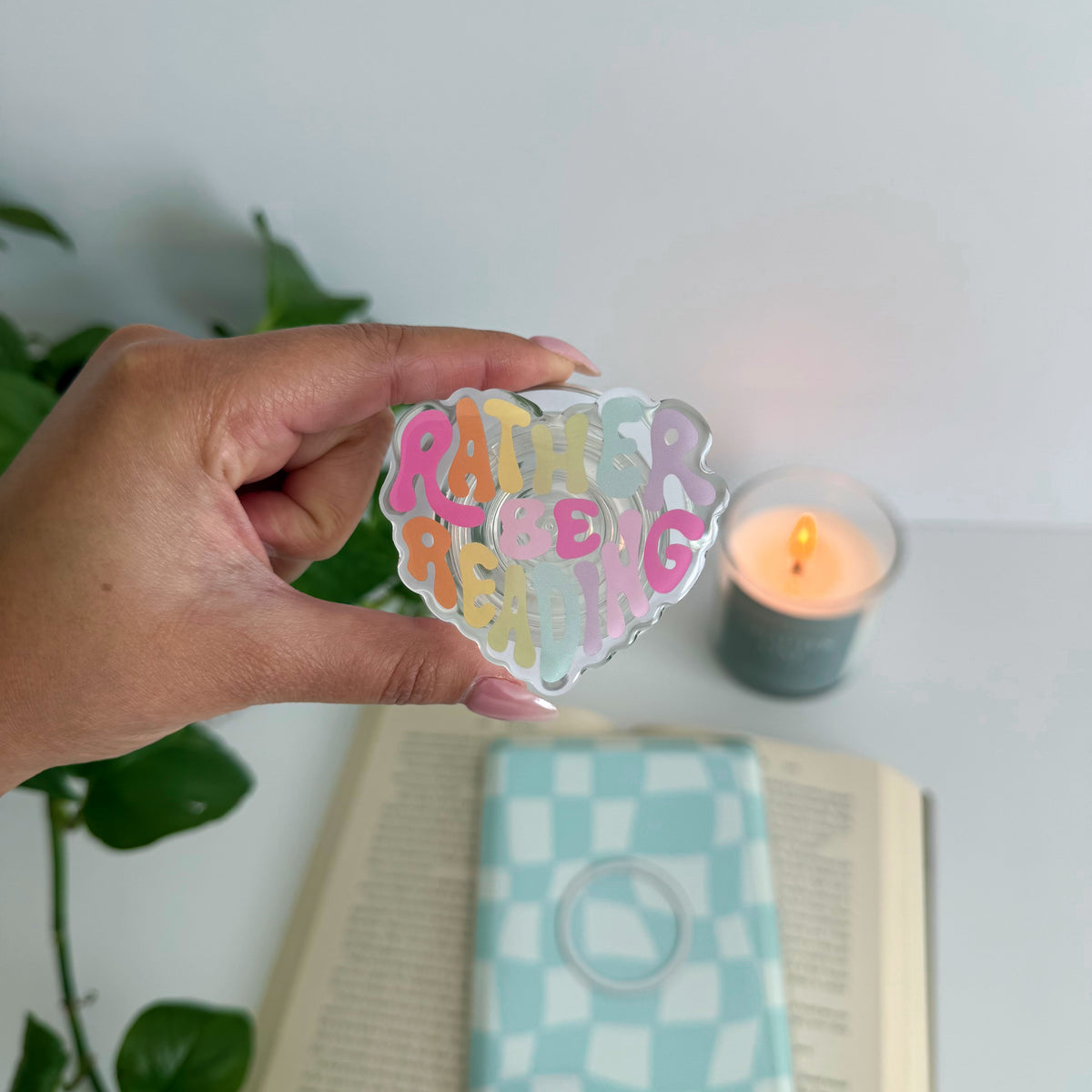 Rather be Reading Heart Kindle Grip