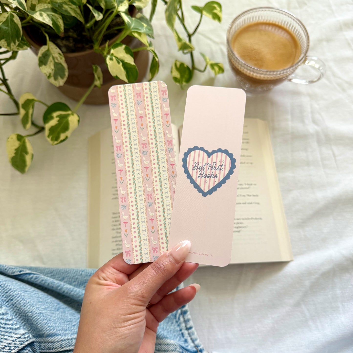 Goose & Flowers Double-Sided Bookmark