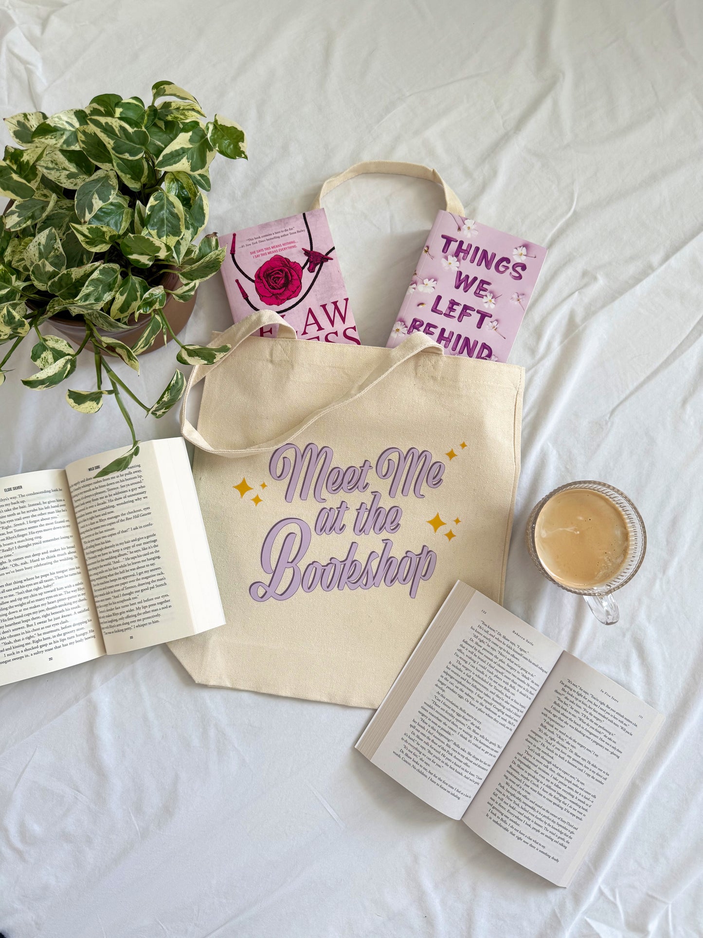 Meet Me at the Bookshop Tote Bag – Reusable Cotton Canvas Bag for Book Lovers & Teachers