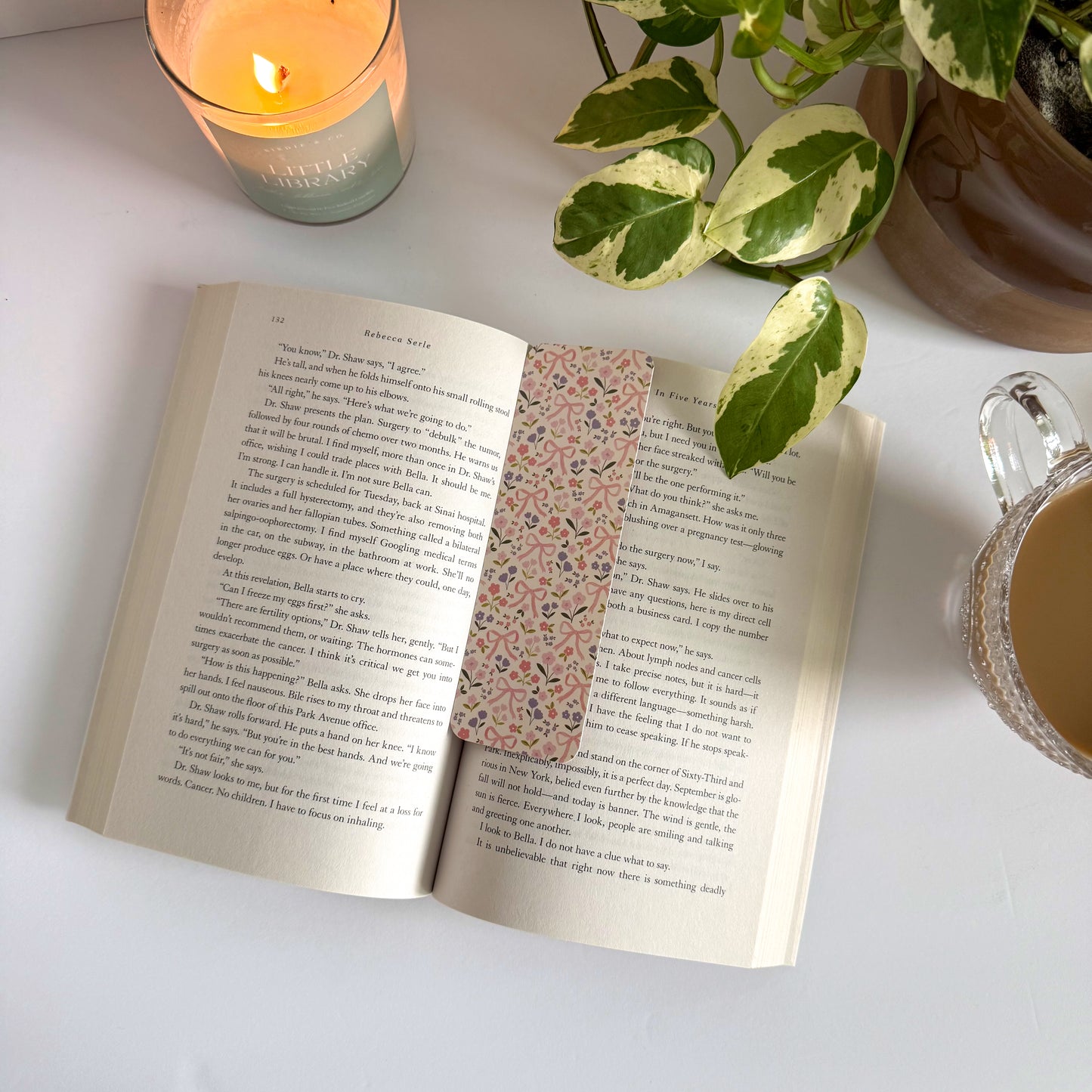 Coquette Flower and Bows Double -Sided Bookmark