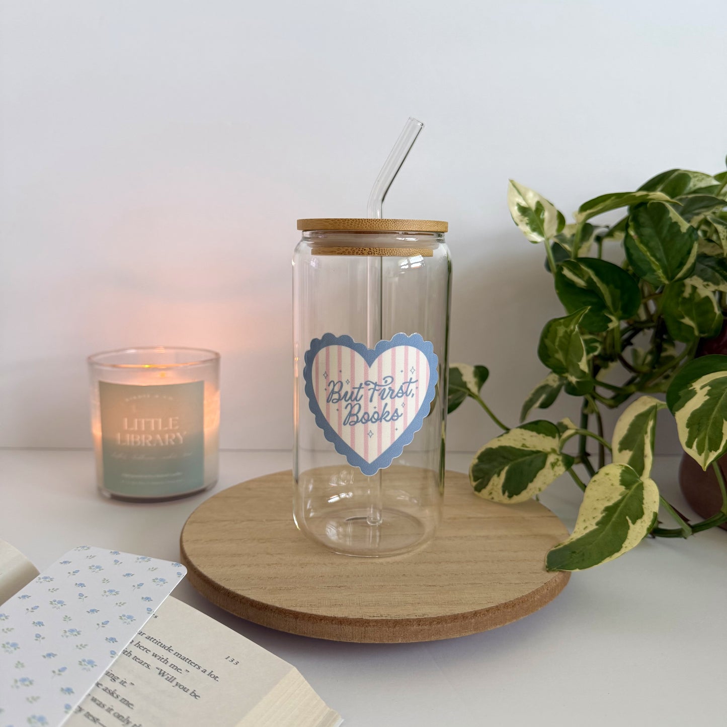 But First Books Iced Coffee Glass