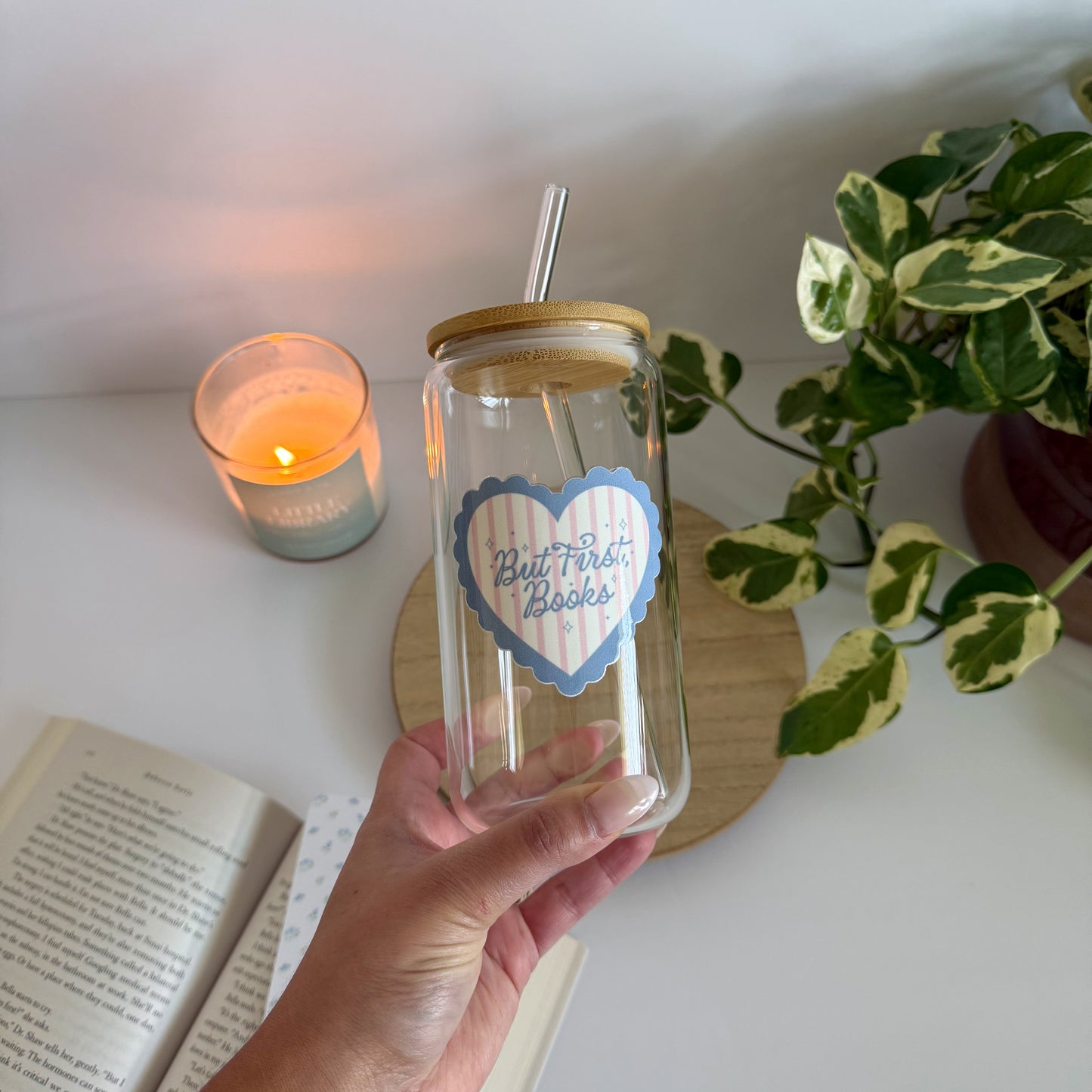 But First Books Iced Coffee Glass