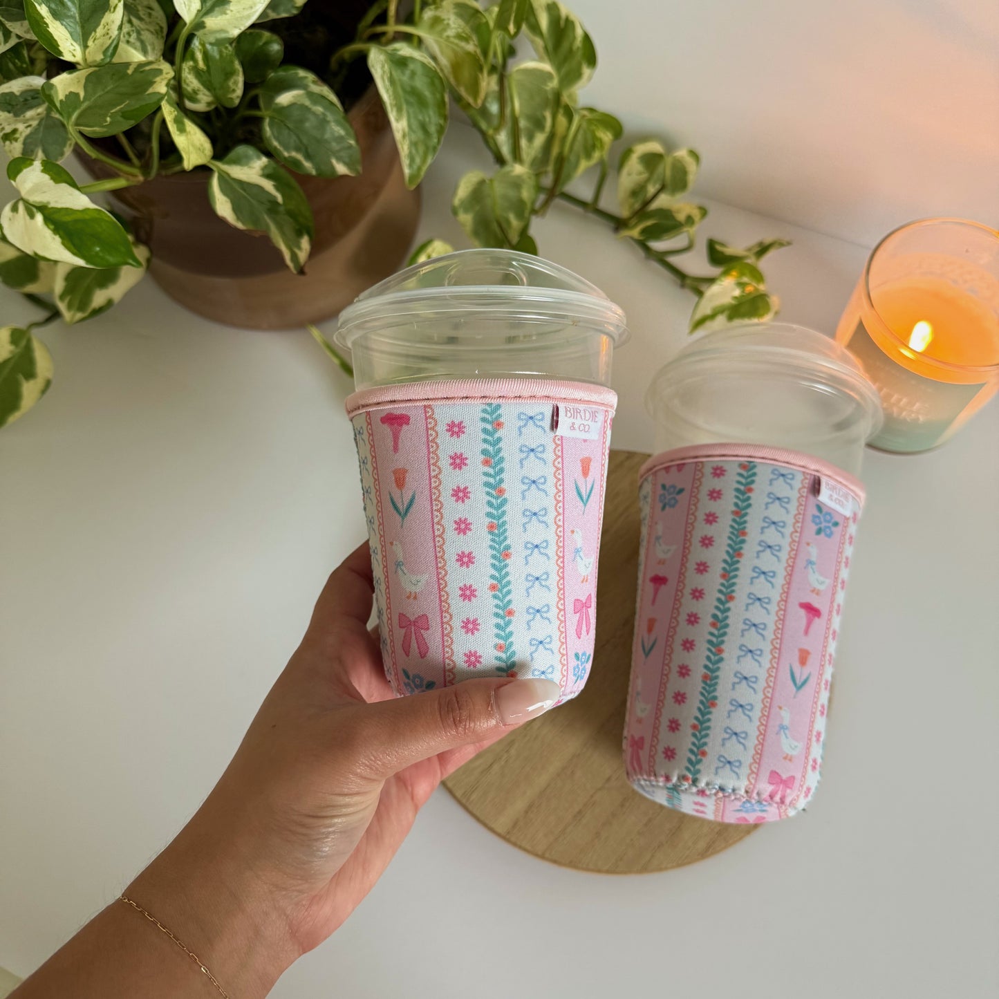 Goose and Floral Iced Coffee Sleeve