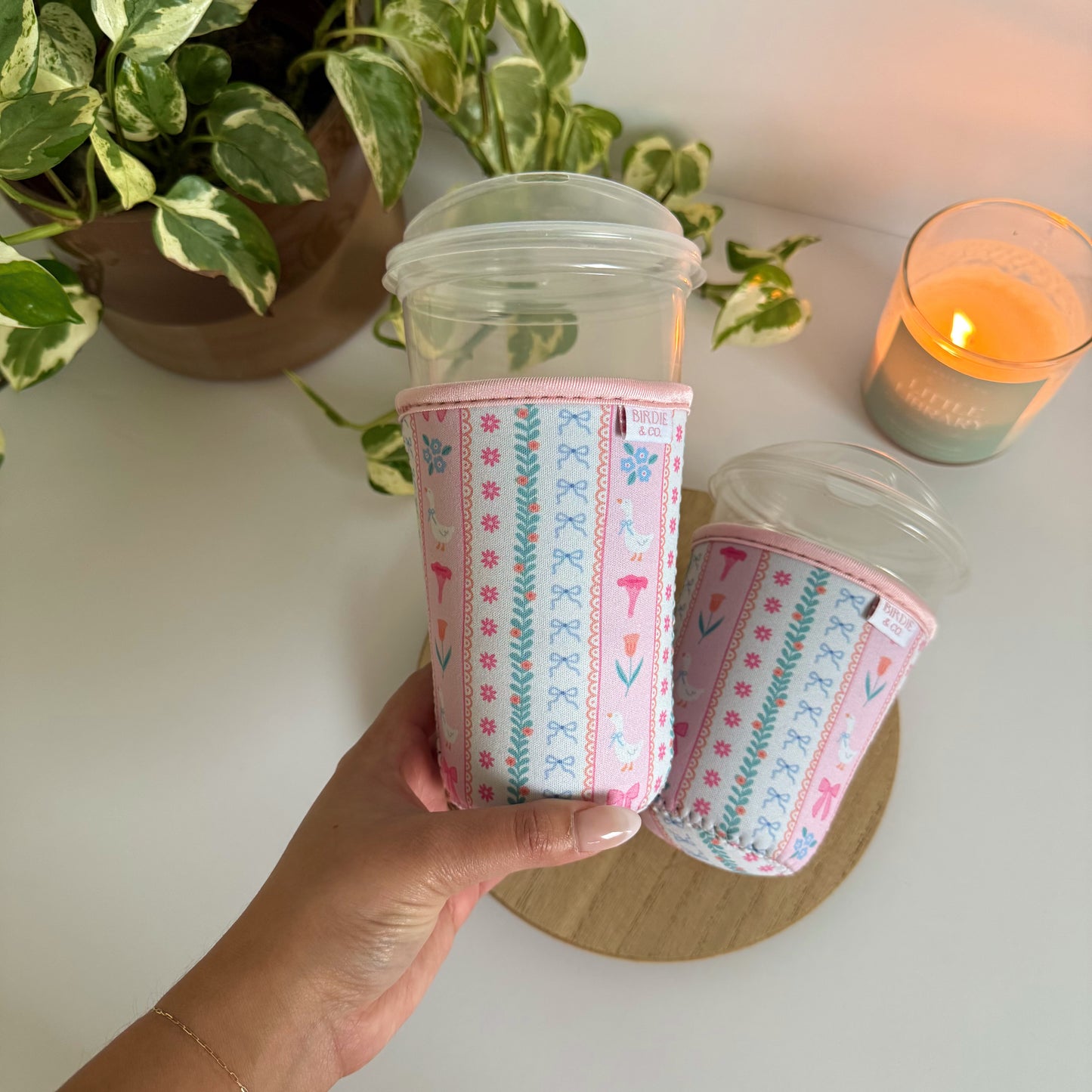 Goose and Floral Iced Coffee Sleeve