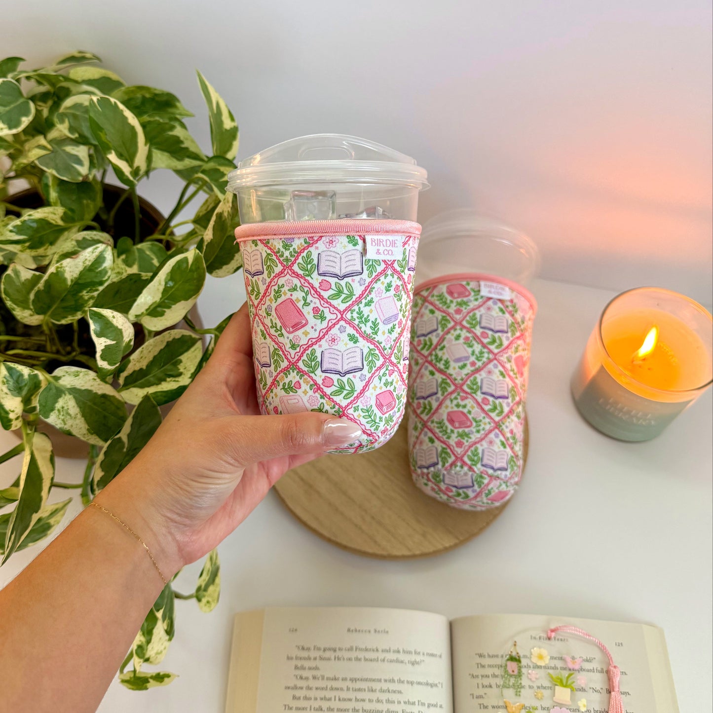 Storybook Garden Iced Coffee Sleeve – Reusable Cup Holder for Coffee Lovers