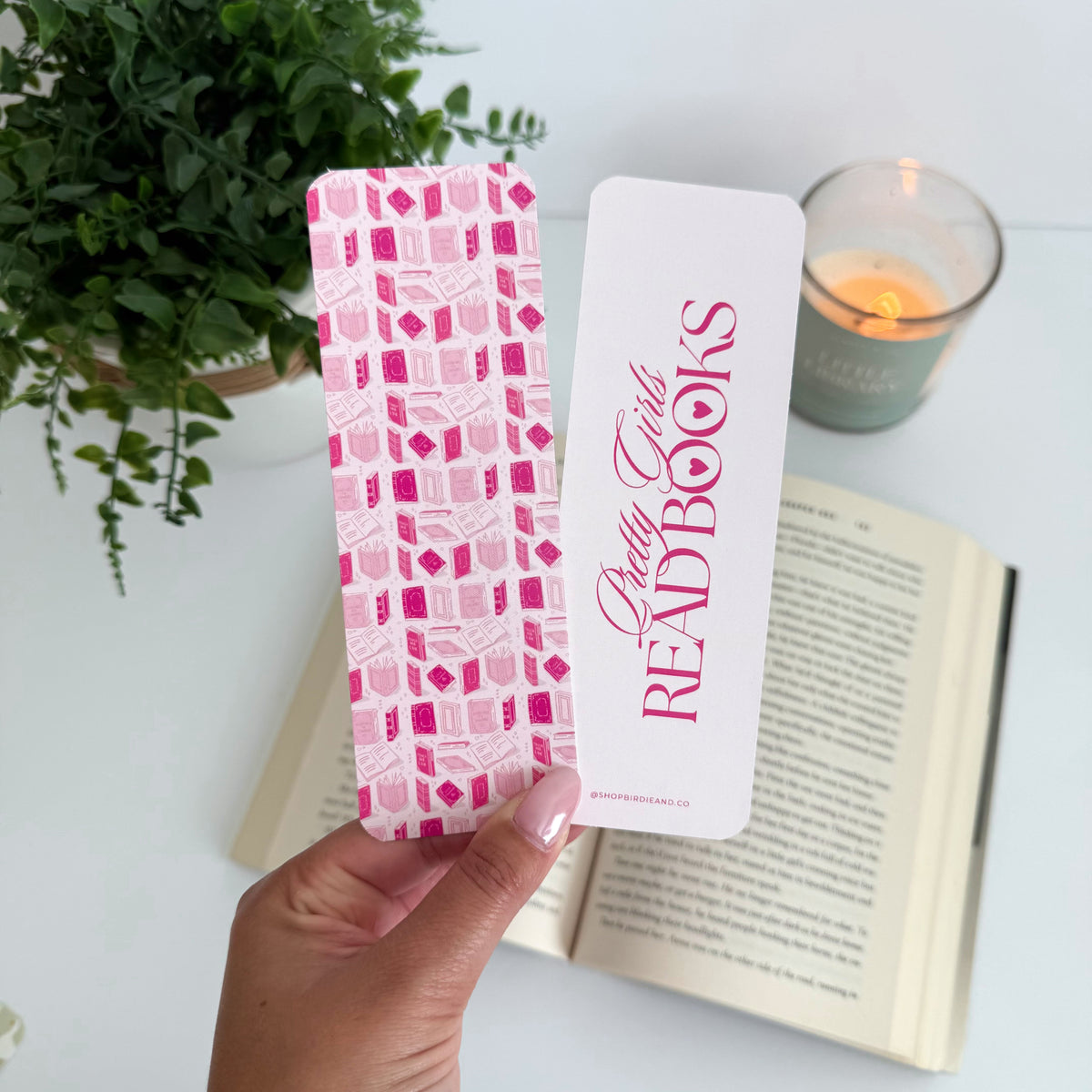 Pretty Girls Read Books Pink Double-Sided Bookmark