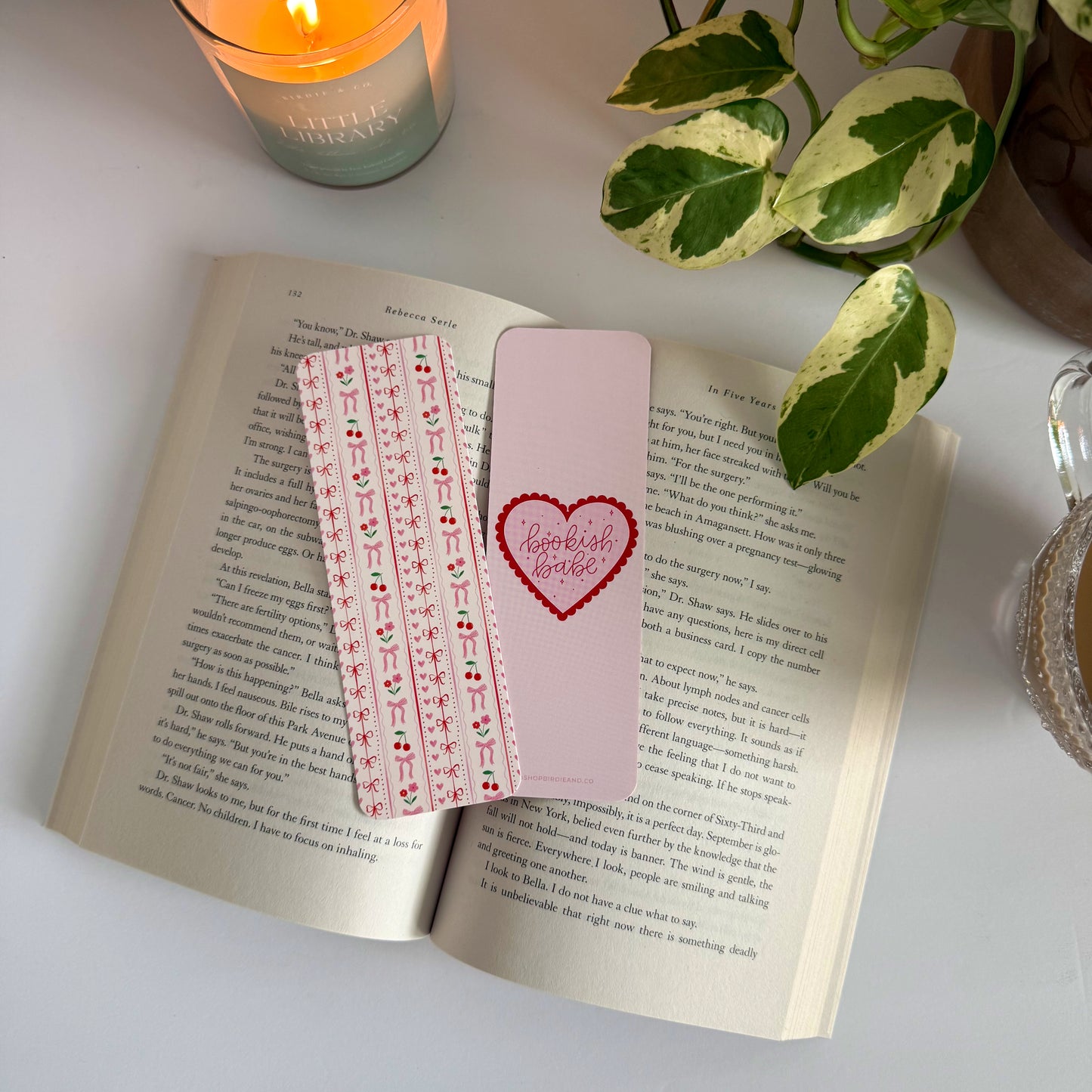 Cherry and Bows Double-Sided Bookmark