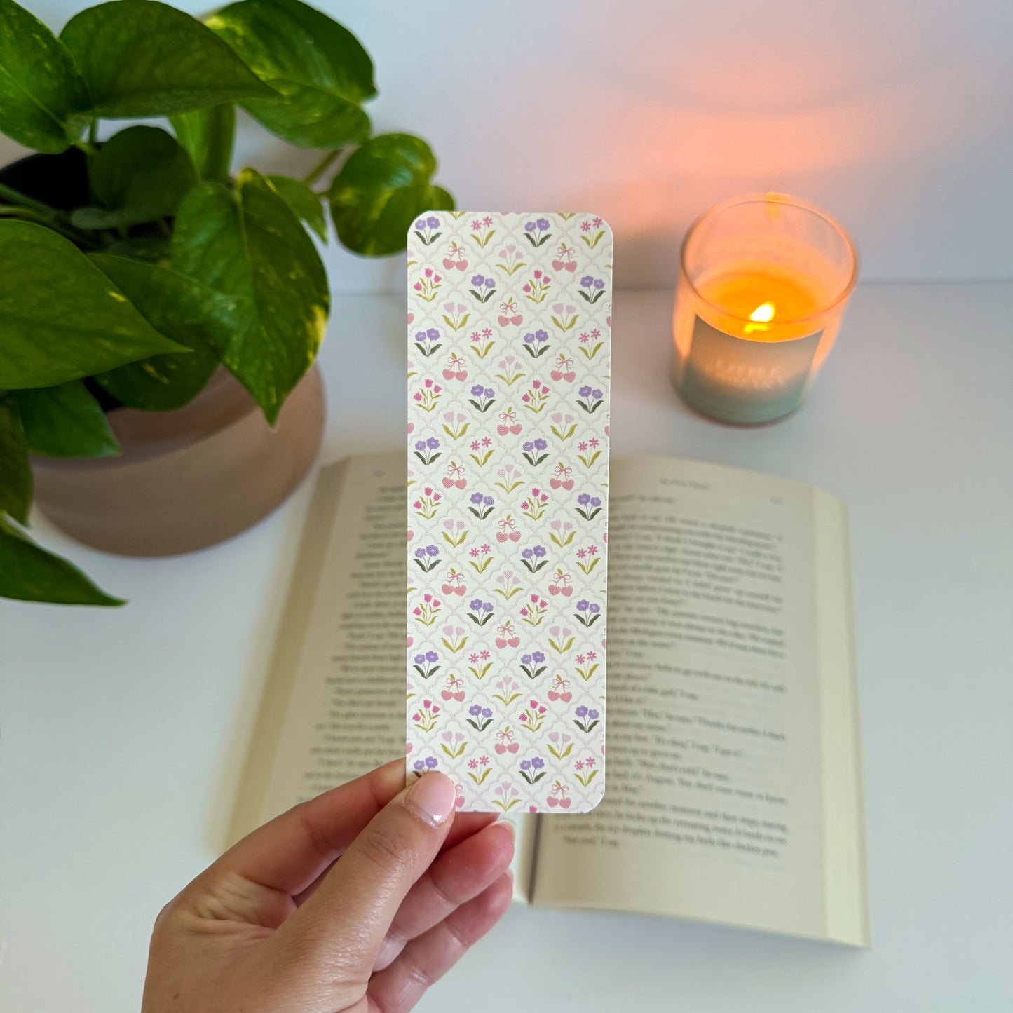 On My Way to Get More Books Floral Double-Sided Bookmark