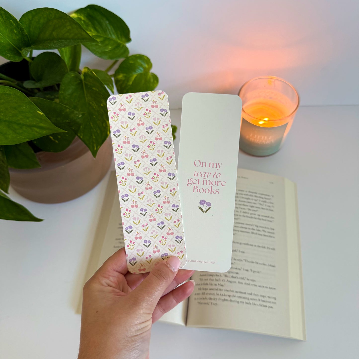 On My Way to Get More Books Floral Double-Sided Bookmark