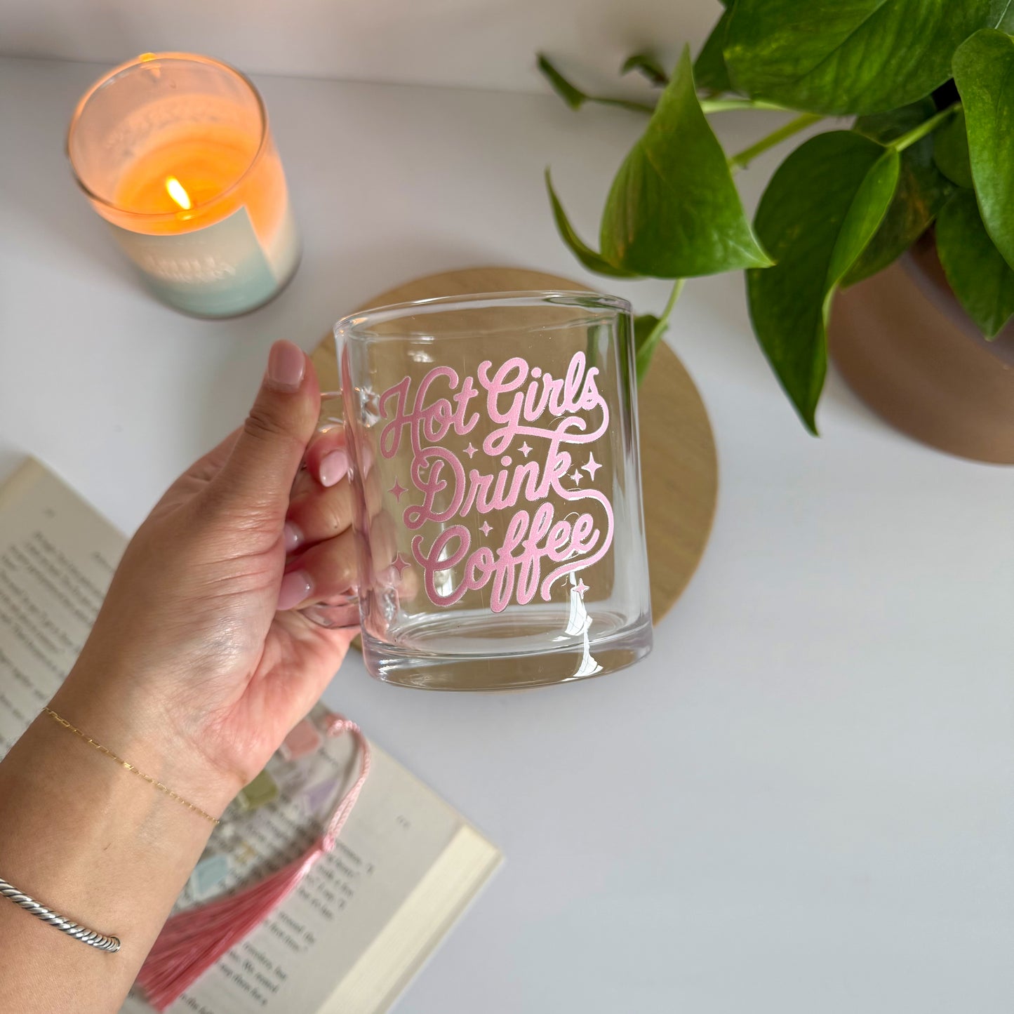 Hot Girls Drink Coffee Glass Mug
