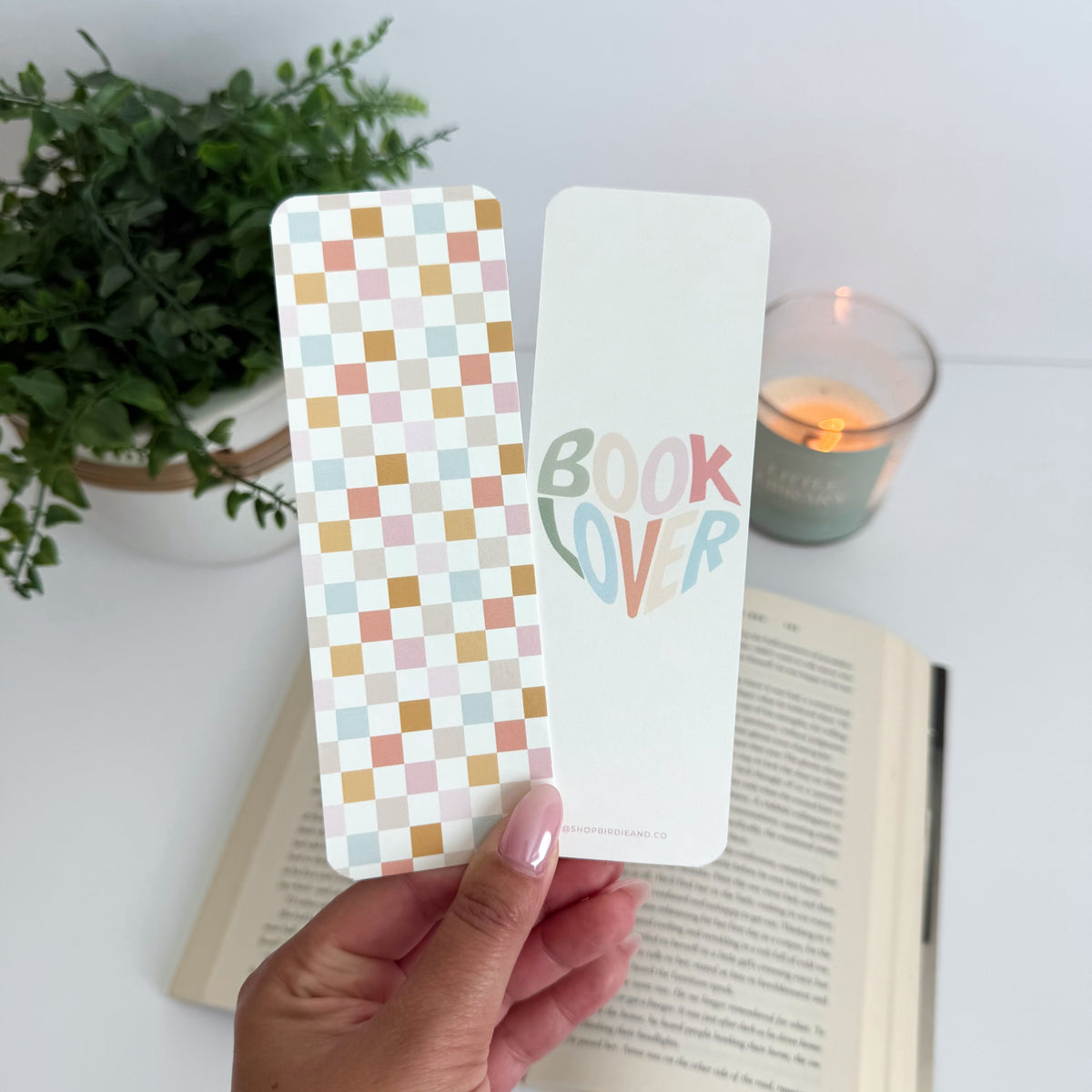 Pastel Checker Double-Sided Bookmark