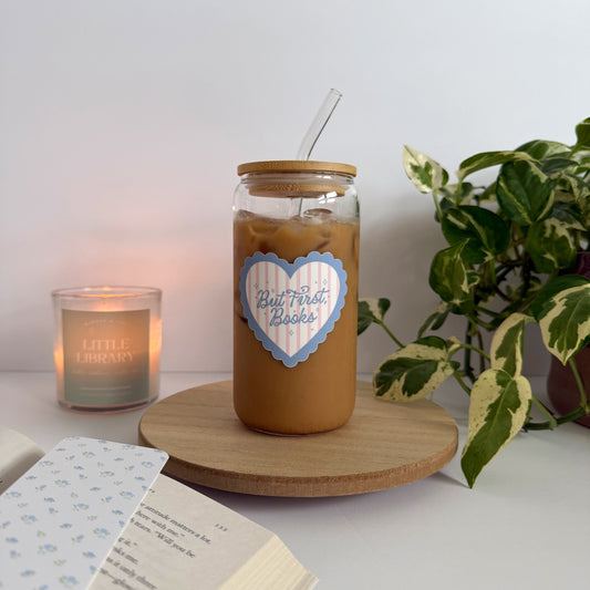 But First Books Iced Coffee Glass