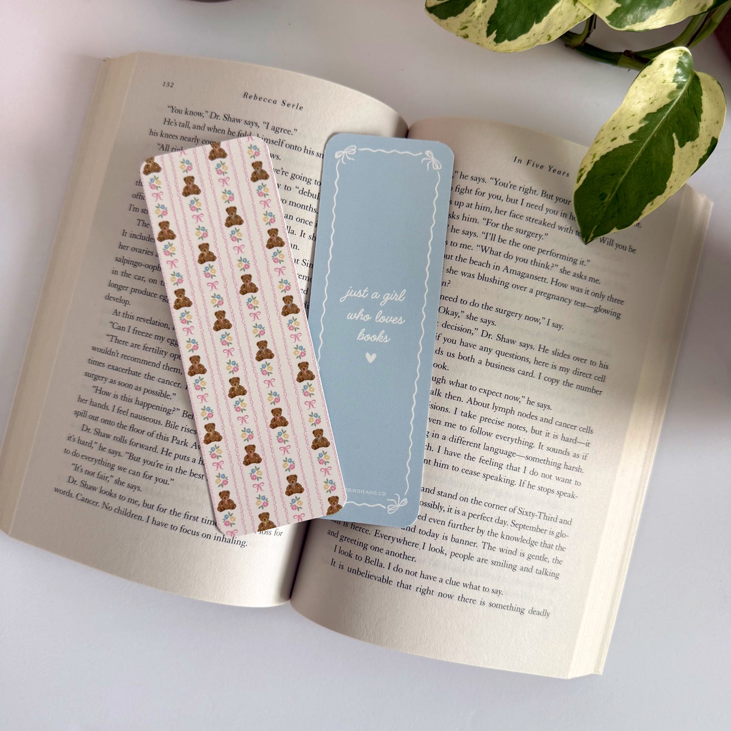 Coquette Bears and Flowers Double-Sided Bookmark