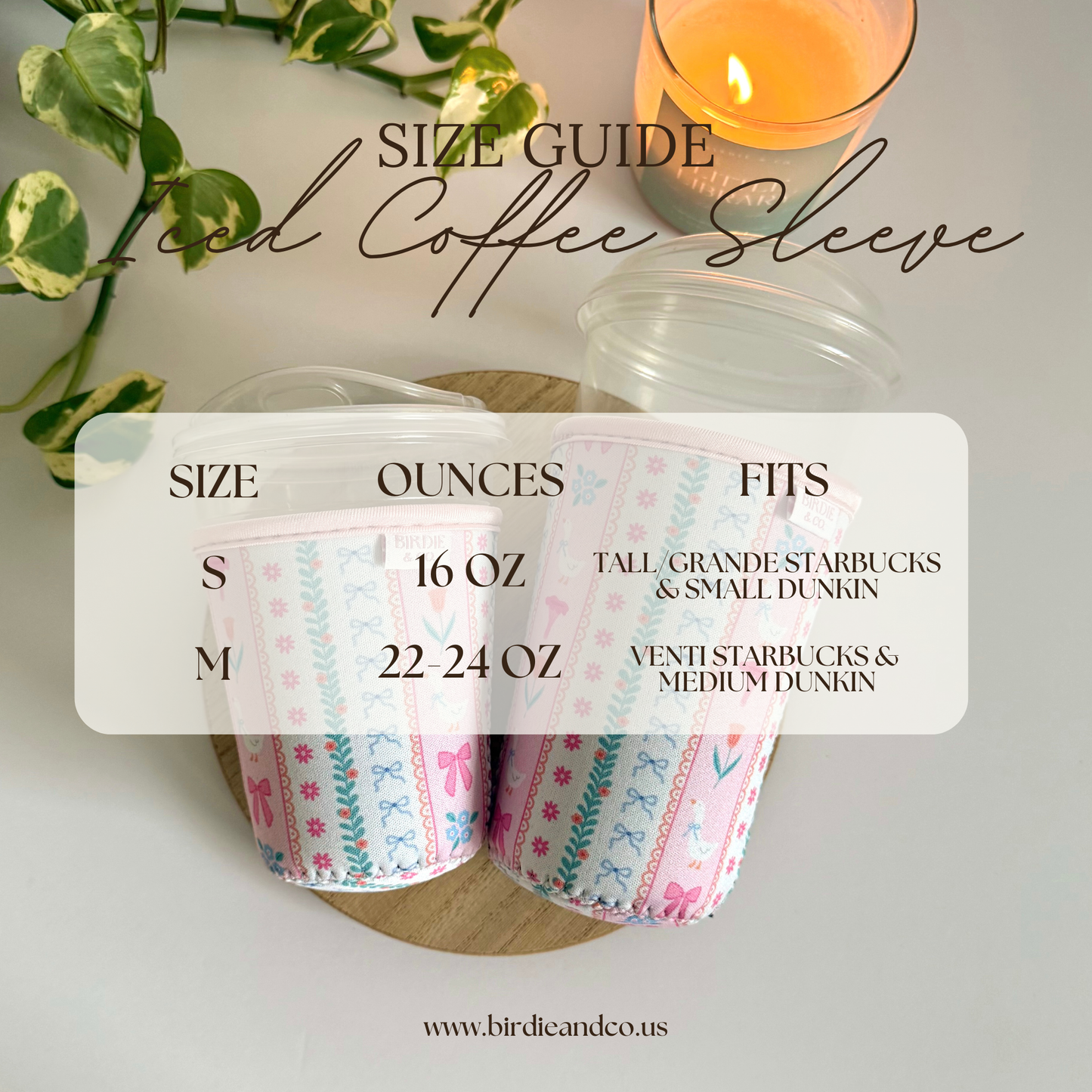 Blue and White Floral Iced Coffee Sleeve